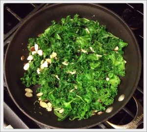 Kale with Jalepnos and Almonds